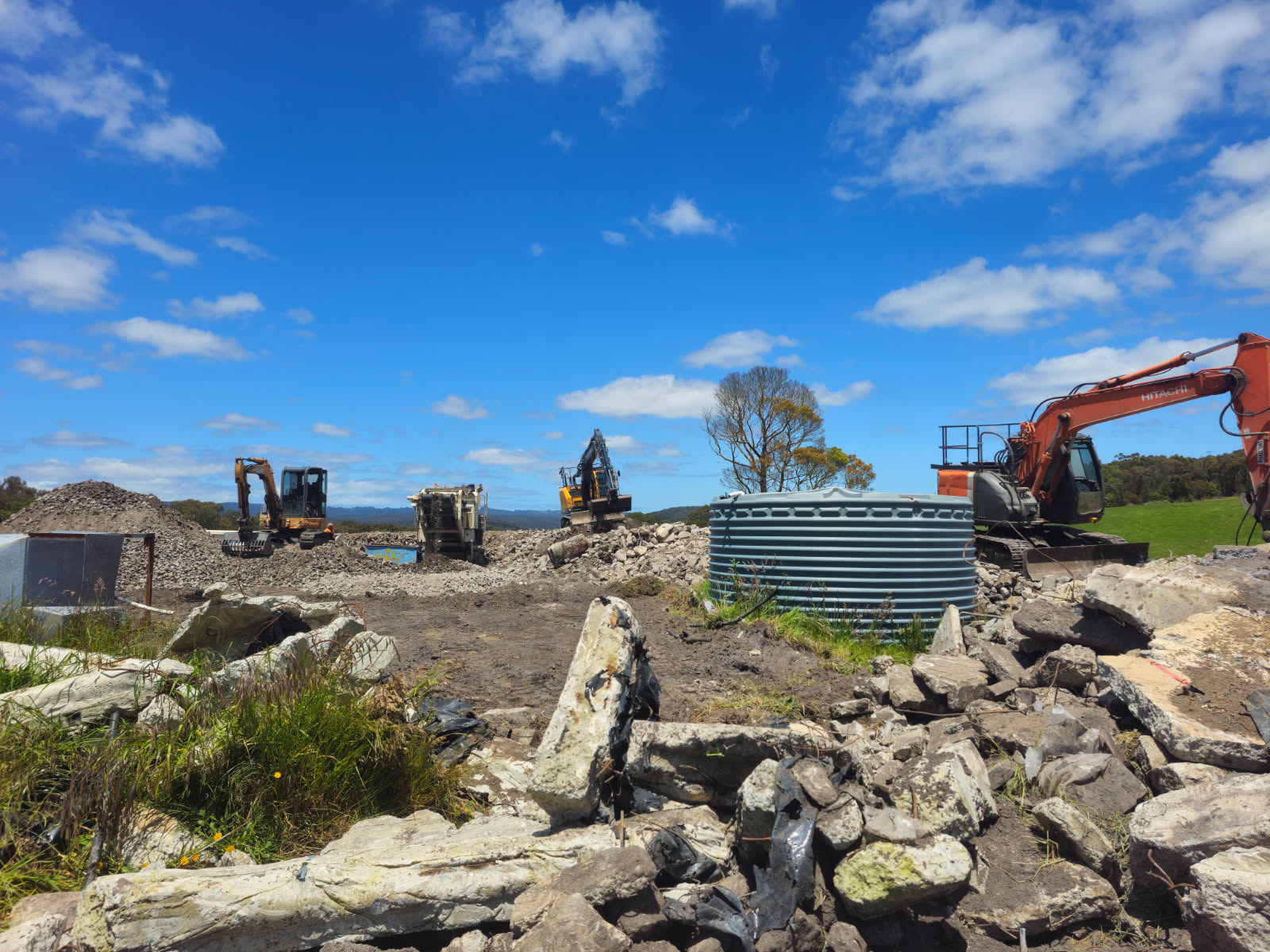 Concrete stockpiled for crushing