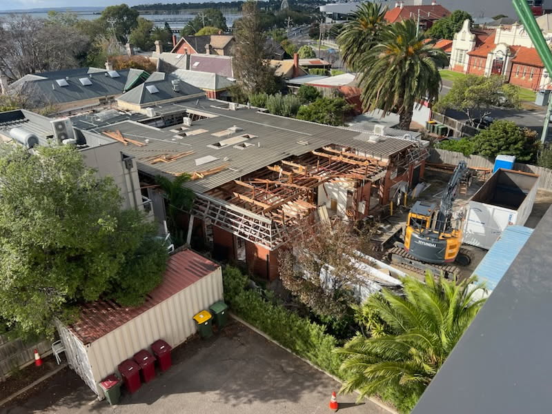 Aerial view, roof removal