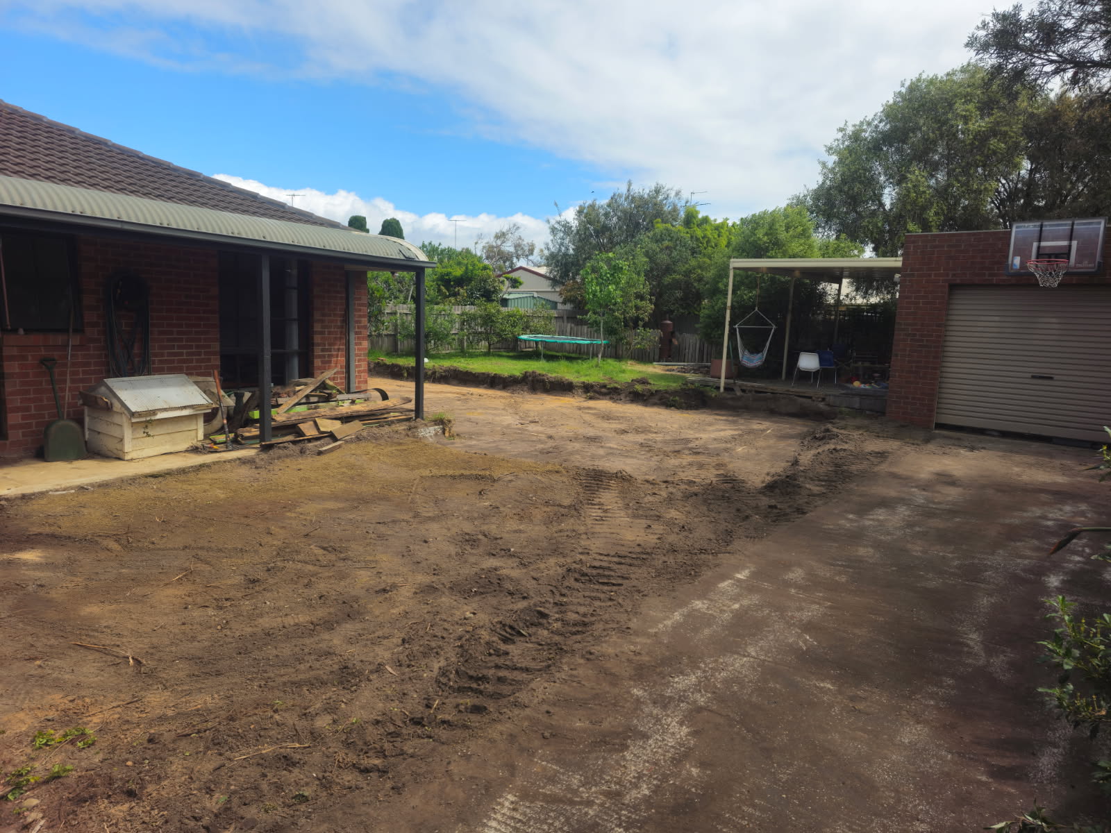 Backyard cleared and levelled